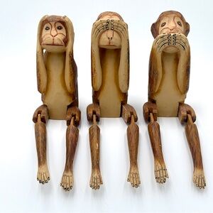 “No Evil” Three Jointed Shelf Monkeys